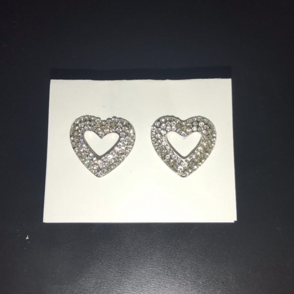 Rhinestone heart earrings